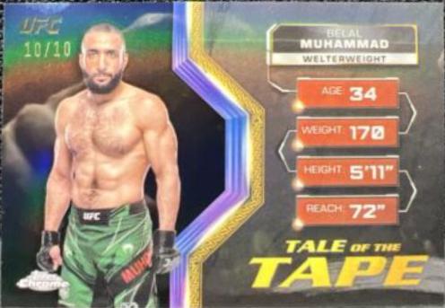 Belal Muhammad 2024 Topps Chrome UFC Tale of the Tape #TFT-15 Black Refractor