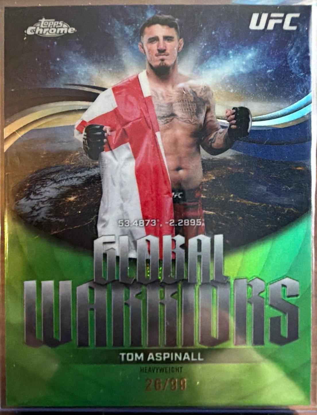 Tom Aspinall 2026 Topps Chrome UFC Global Warriors #GW-1 Green Refractor