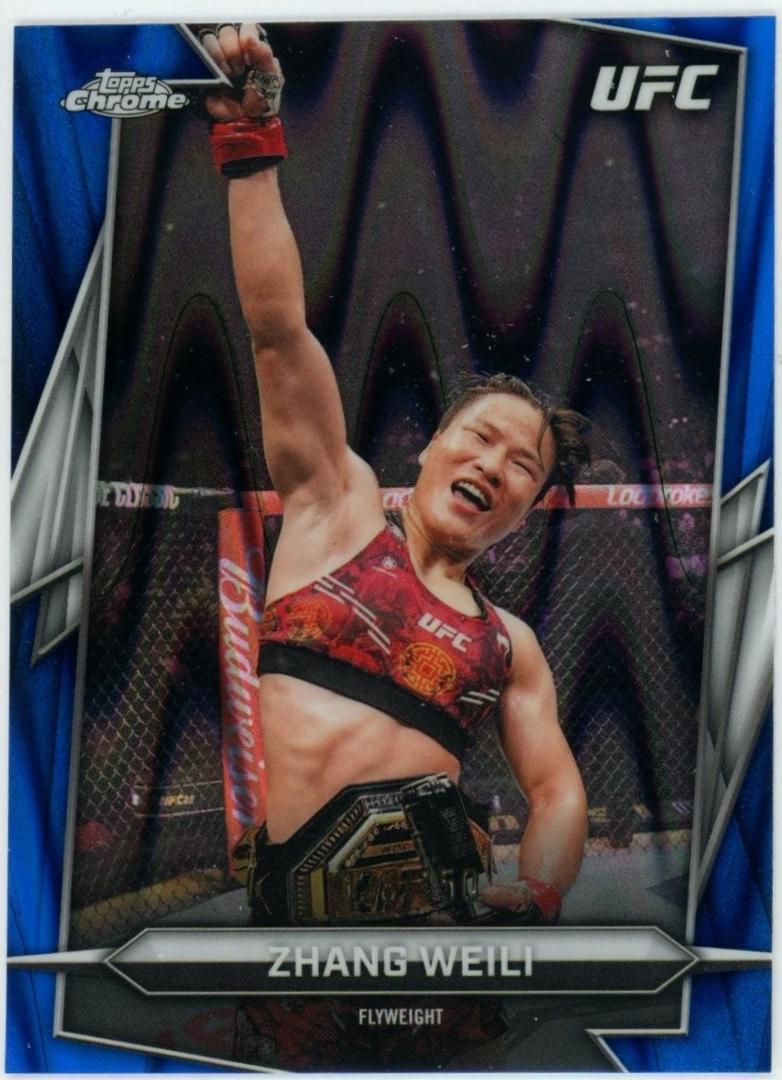 Zhang Weili 2026 Topps Chrome UFC Base #20 Blue Ray Wave Refractor