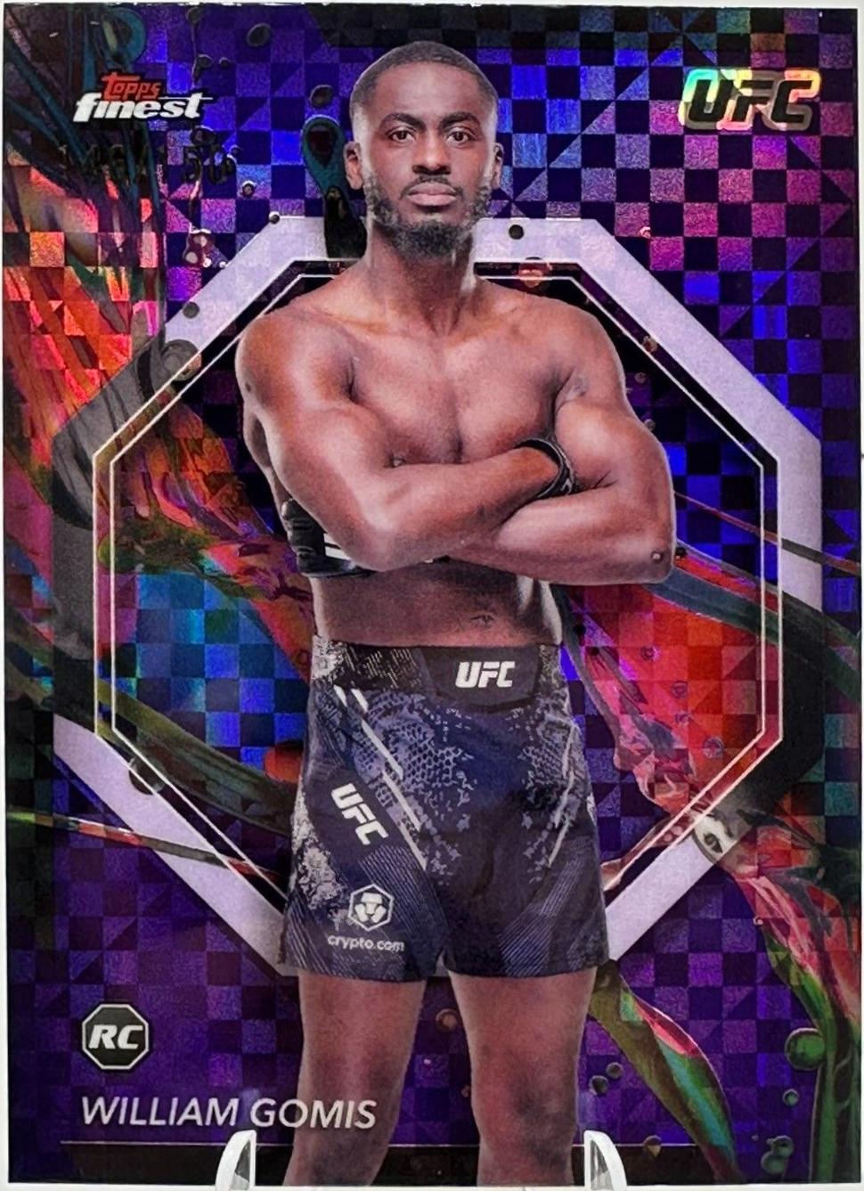 William Gomis 2024 Topps Finest UFC Base Common #82 Purple Checkerboard Refractor
