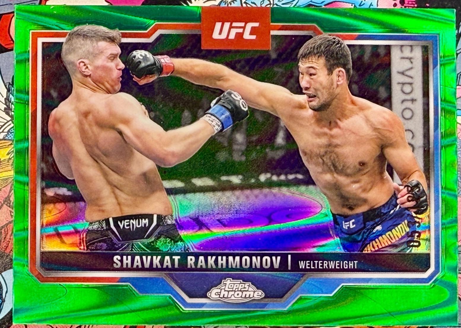 Shavkat Rakhmonov 2025 Topps Chrome UFC Base #125 Green Refractor