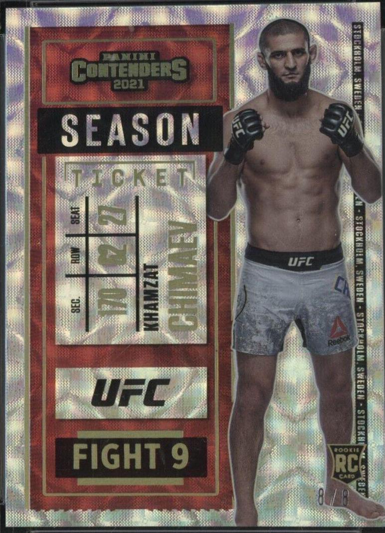 Khamzat Chimaev 2021 Panini Chronicles UFC Base Contenders Season Ticket #3 Asia Gold
