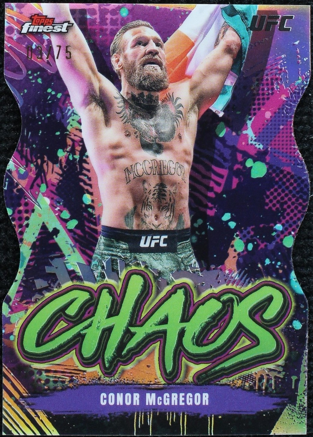 Conor McGregor 2024 Topps Finest UFC Chaos #CHA-22 Tangerine Glitter Refractor