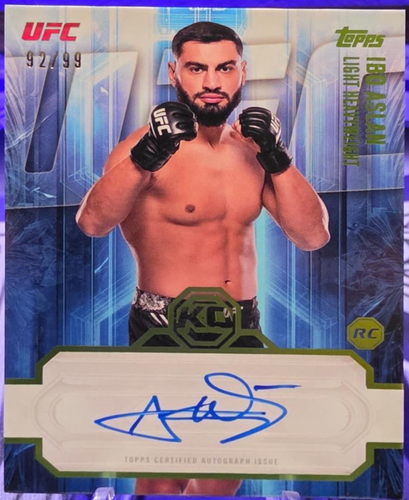 Ibo Aslan 2026 Topps Knockout UFC Knockout Autographs #KOA-IAN Lime Green