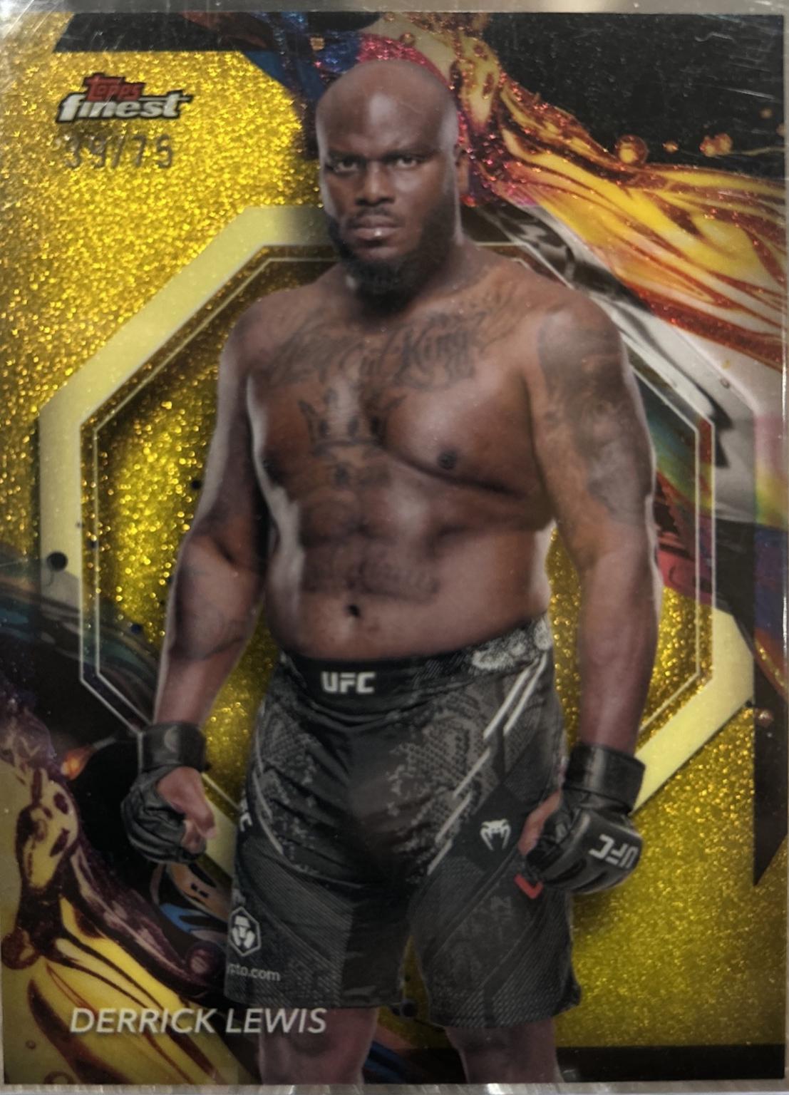 Derrick Lewis 2024 Topps Finest UFC Base Uncommon #110 Gold Shimmer Refractor