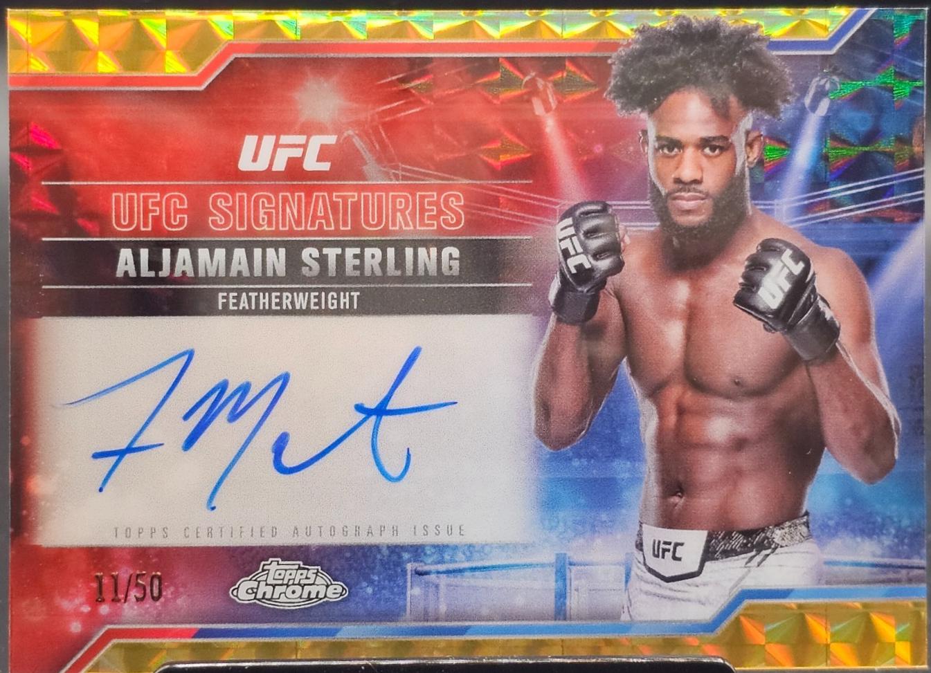 Aljamain Sterling 2025 Topps Chrome UFC UFC Signatures #SIG-AS Geometric Gold Refractor