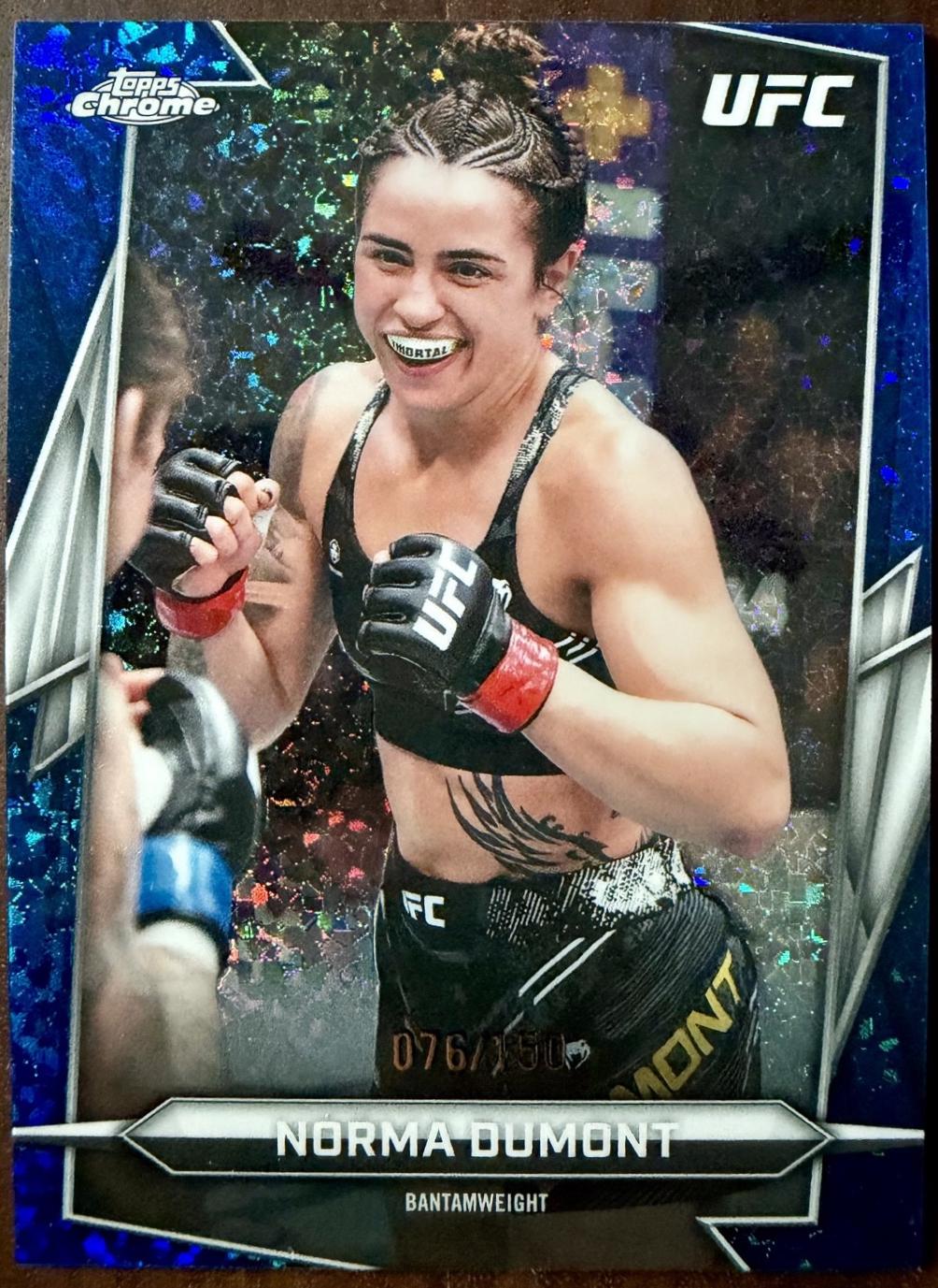 Norma Dumont 2026 Topps Chrome UFC Base #68 Blue Mini Diamonds Refractor