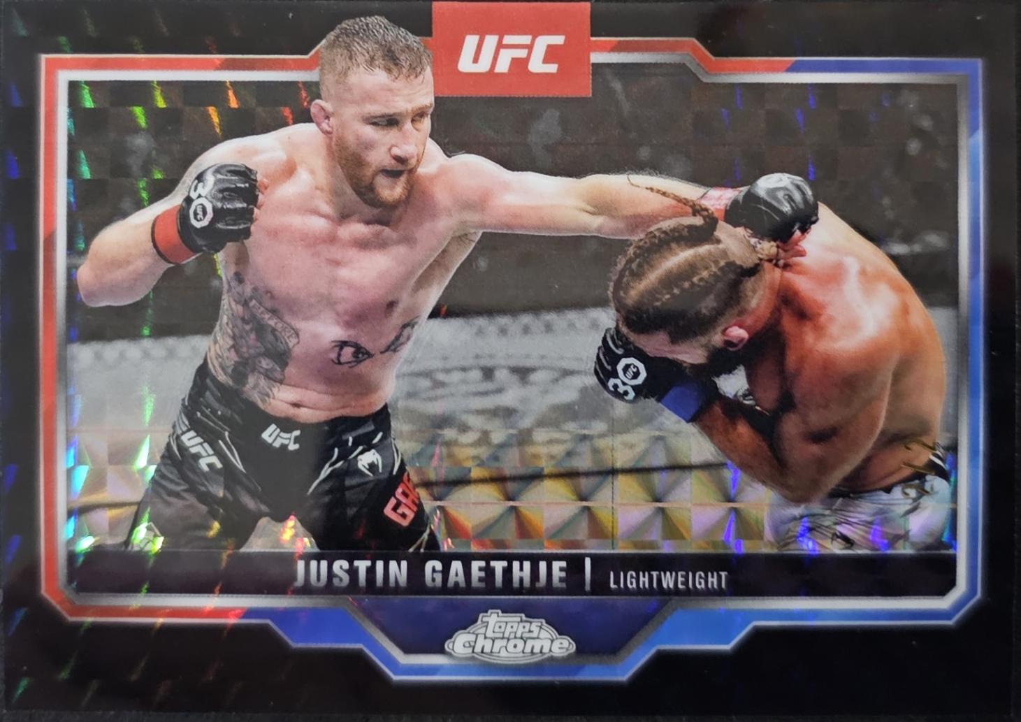 Justin Gaethje 2025 Topps Chrome UFC Base #138 Black Geometric Refractor