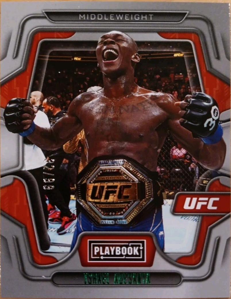 Israel Adesanya 2023 Panini Chronicles UFC Base Playbook #112 Green