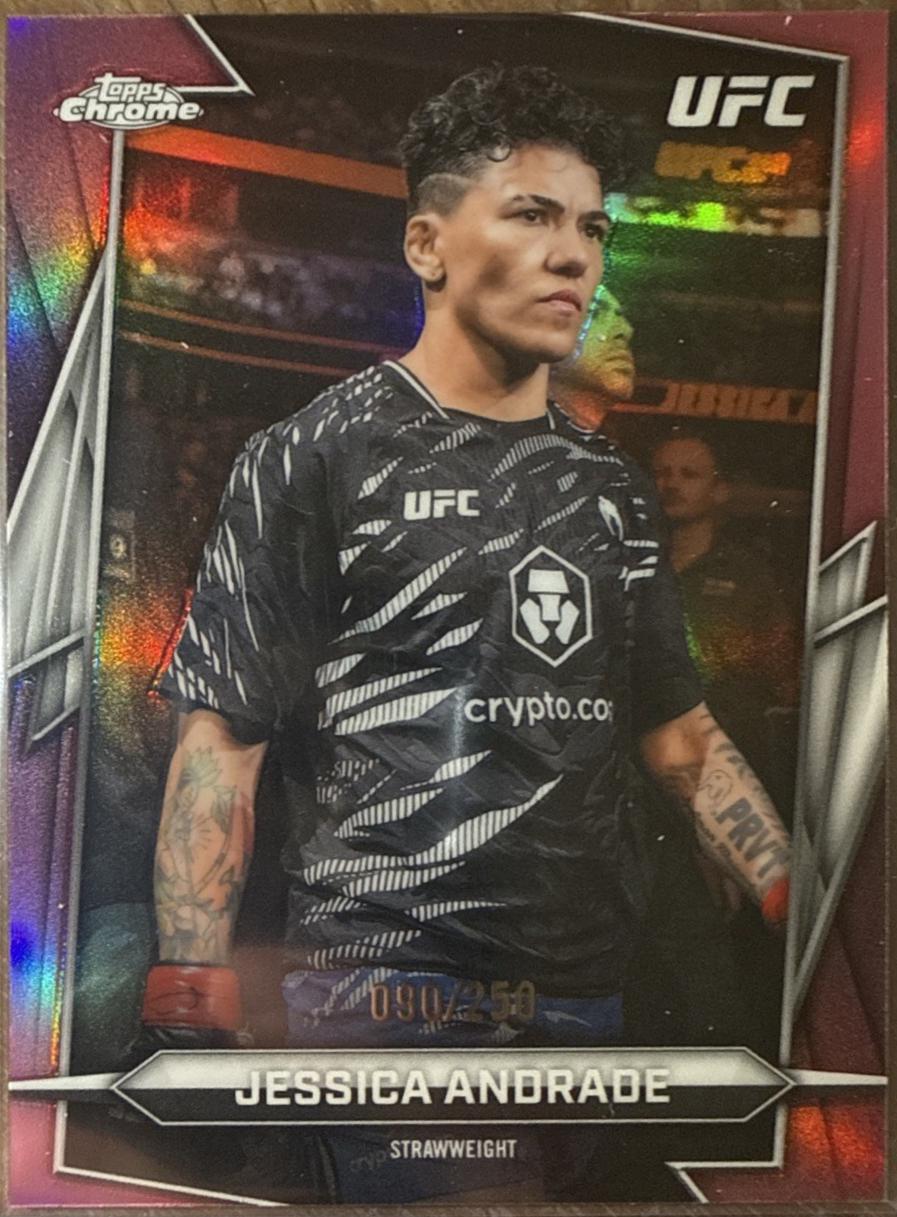 Jessica Andrade 2026 Topps Chrome UFC Base #138 Pink Refractor