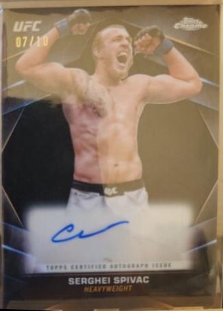 Serghei Spivac 2024 Topps Chrome UFC Chrome Veteran Autographs #CVA-SSP Black Refractor