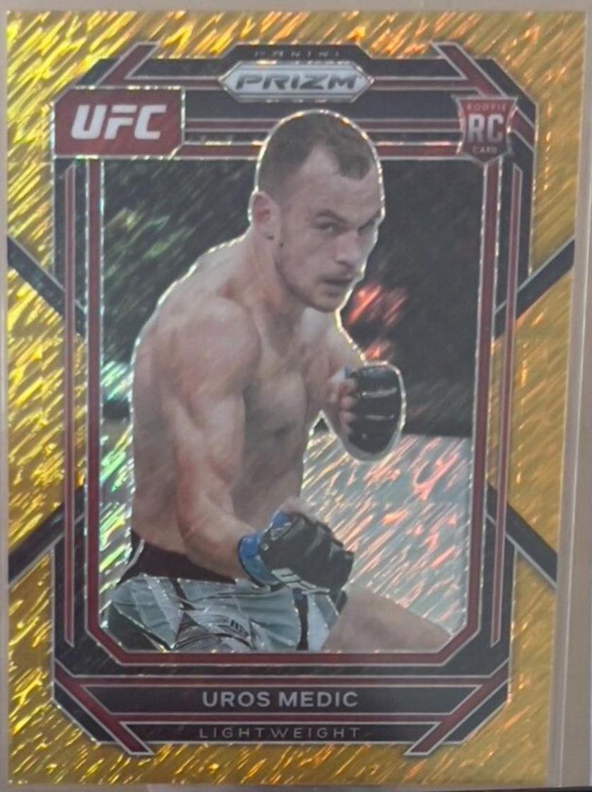 Uros Medic 2023 Panini Prizm UFC Base #158 Gold Shimmer