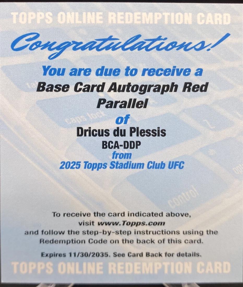 Dricus Du Plessis 2025 Topps Stadium Club UFC Base Autographs #BCA-DDP Red