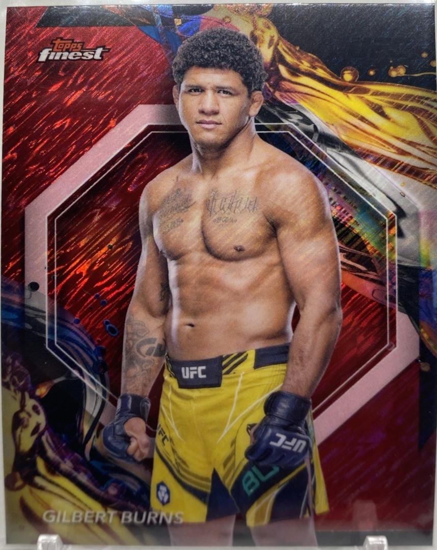 Gilbert Burns 2024 Topps Finest UFC Base Uncommon #188 Red Shimmer Refractor