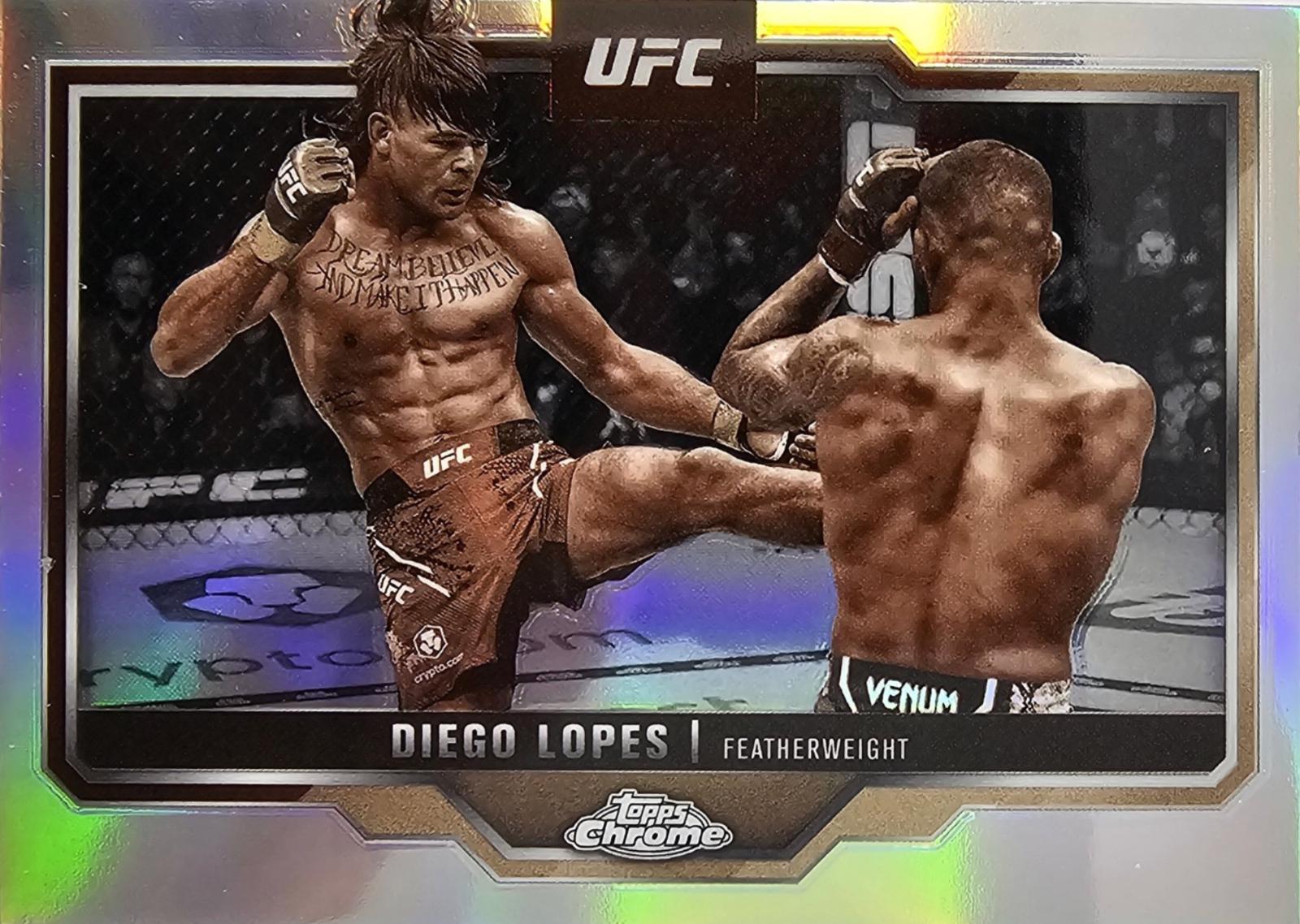 Diego Lopes 2025 Topps Chrome UFC Base #140 Sepia Refractor