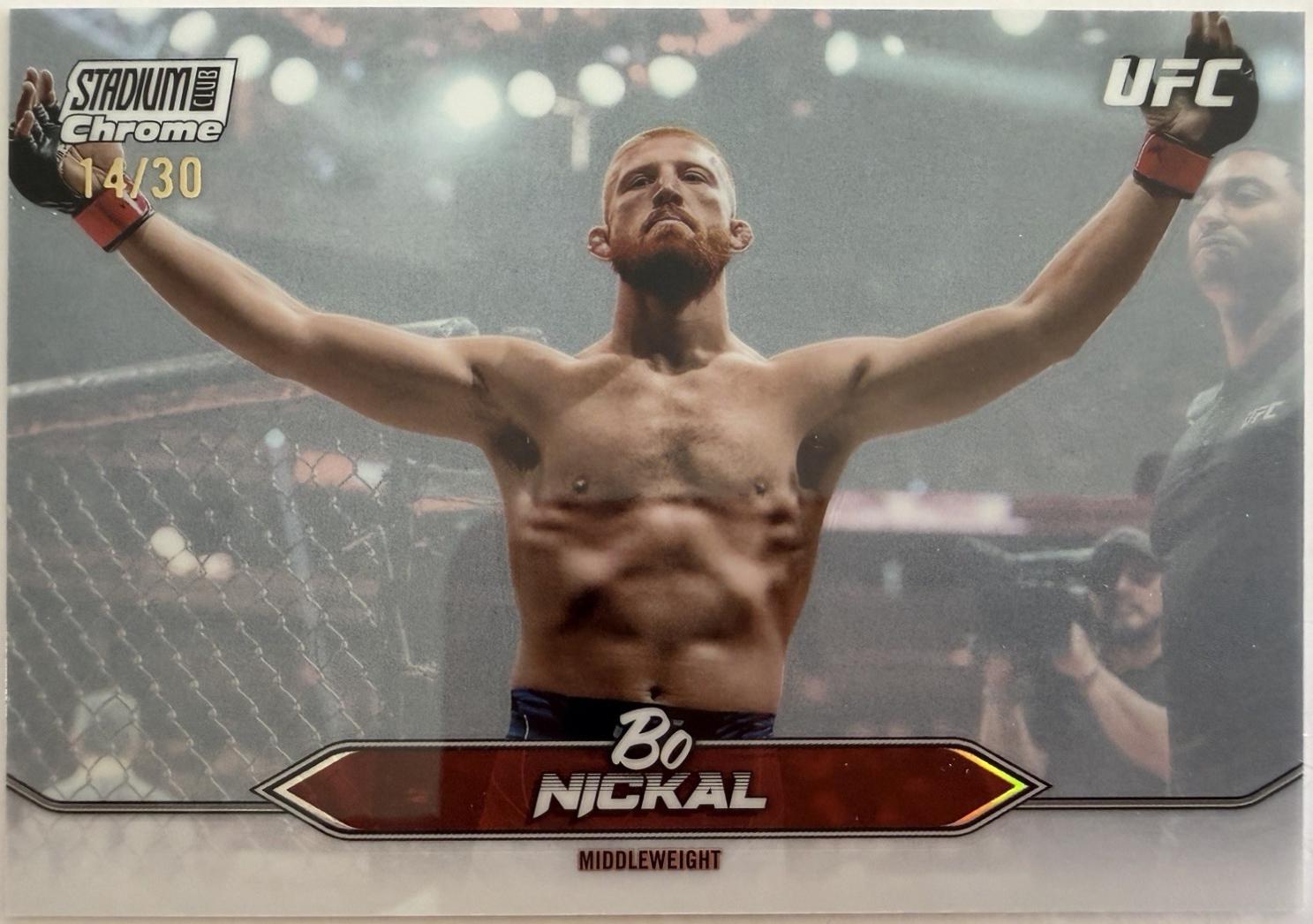 Bo Nickal 2025 Topps Stadium Club UFC Base Chrome #C-83 Pearl White Refractor