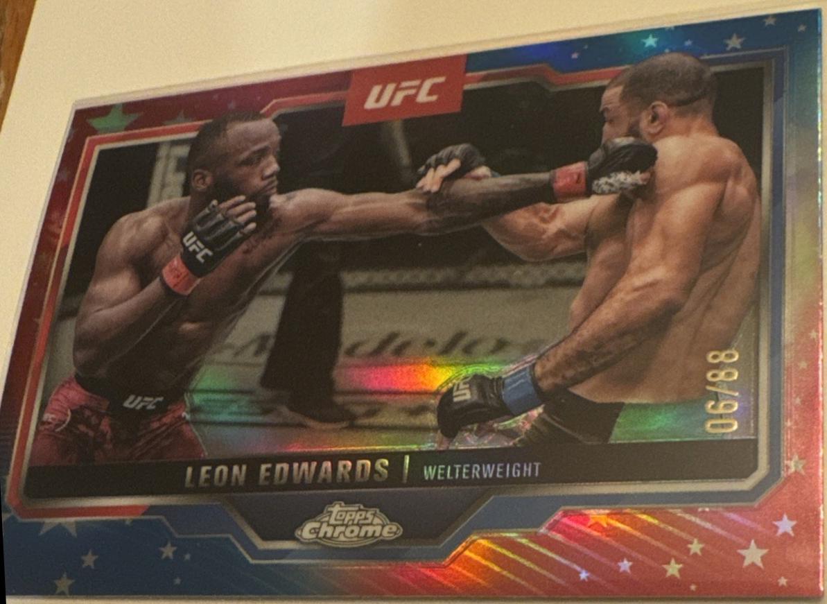 Leon Edwards 2025 Topps Chrome UFC Base #139 Red White Blue Refractor