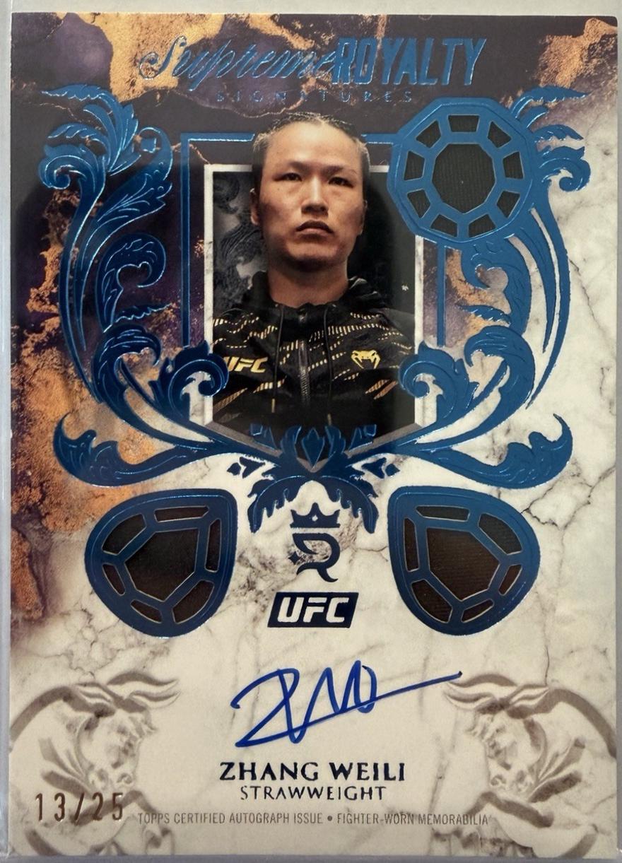 Zhang Weili 2024 Topps Royalty UFC Regalia Relic Signatures #RRS-ZWI Blue