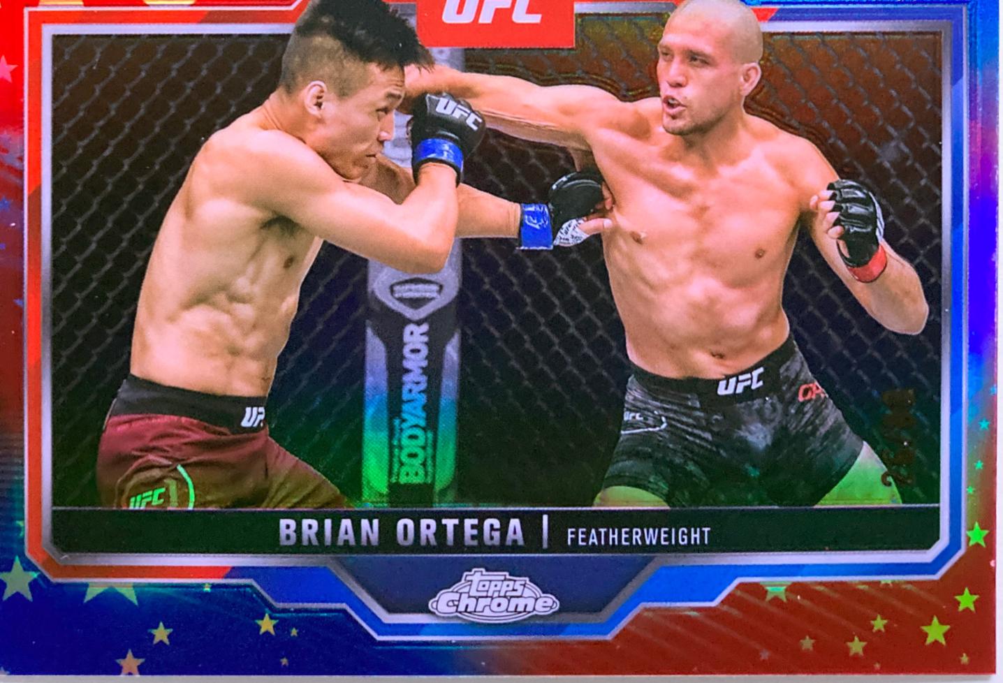 Brian Ortega 2025 Topps Chrome UFC Base #69 Red White Blue Refractor