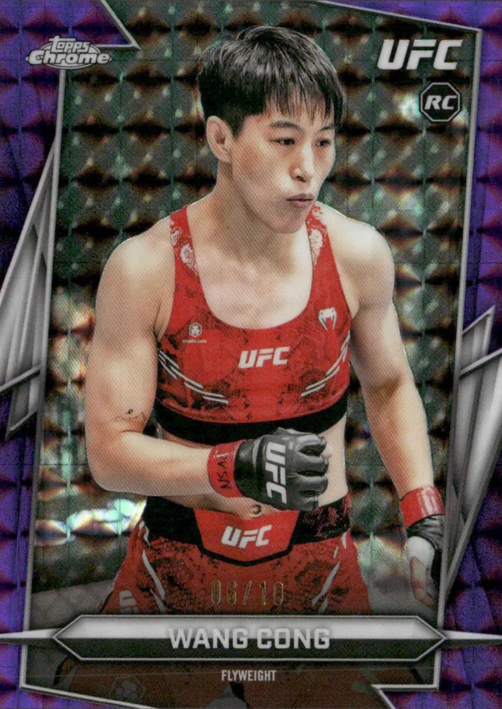 Wang Cong 2026 Topps Chrome UFC Base #13 Purple Geometric Refractor