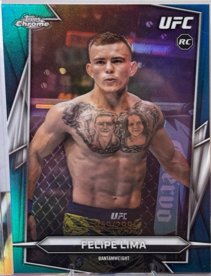 Felipe Lima 2026 Topps Chrome UFC Base #160 Blue Refractor