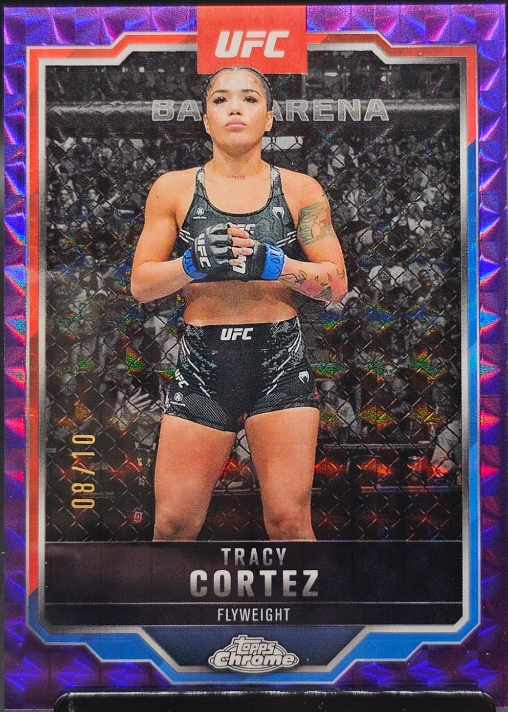 Tracy Cortez 2025 Topps Chrome UFC Base #134 Purple Geometric Refractor