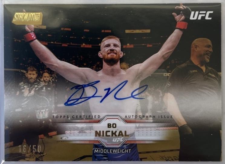 Bo Nickal 2026 Topps Stadium Club UFC Base Autographs #BAV-BNL Gold Rainbow Foilboard