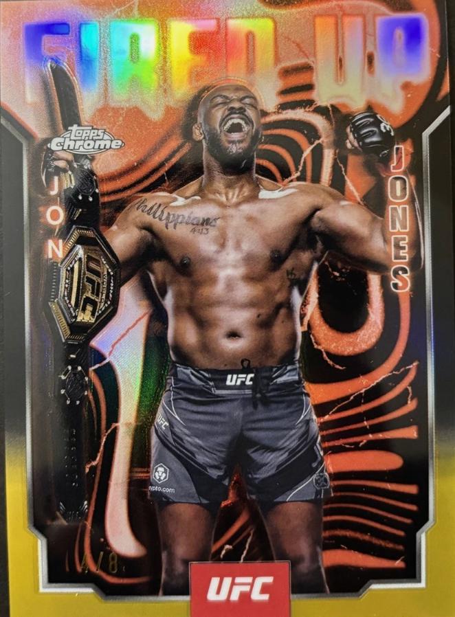 Jon Jones 2025 Topps Chrome UFC Fired Up #FUP-17 Black & Gold Refractor