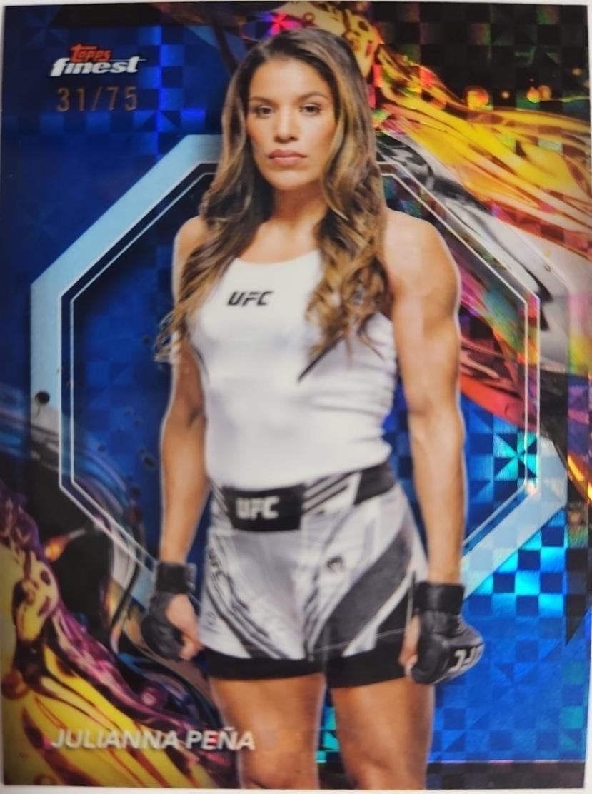 Julianna Peña 2024 Topps Finest UFC Base Uncommon #173 Blue Checkerboard Refractor