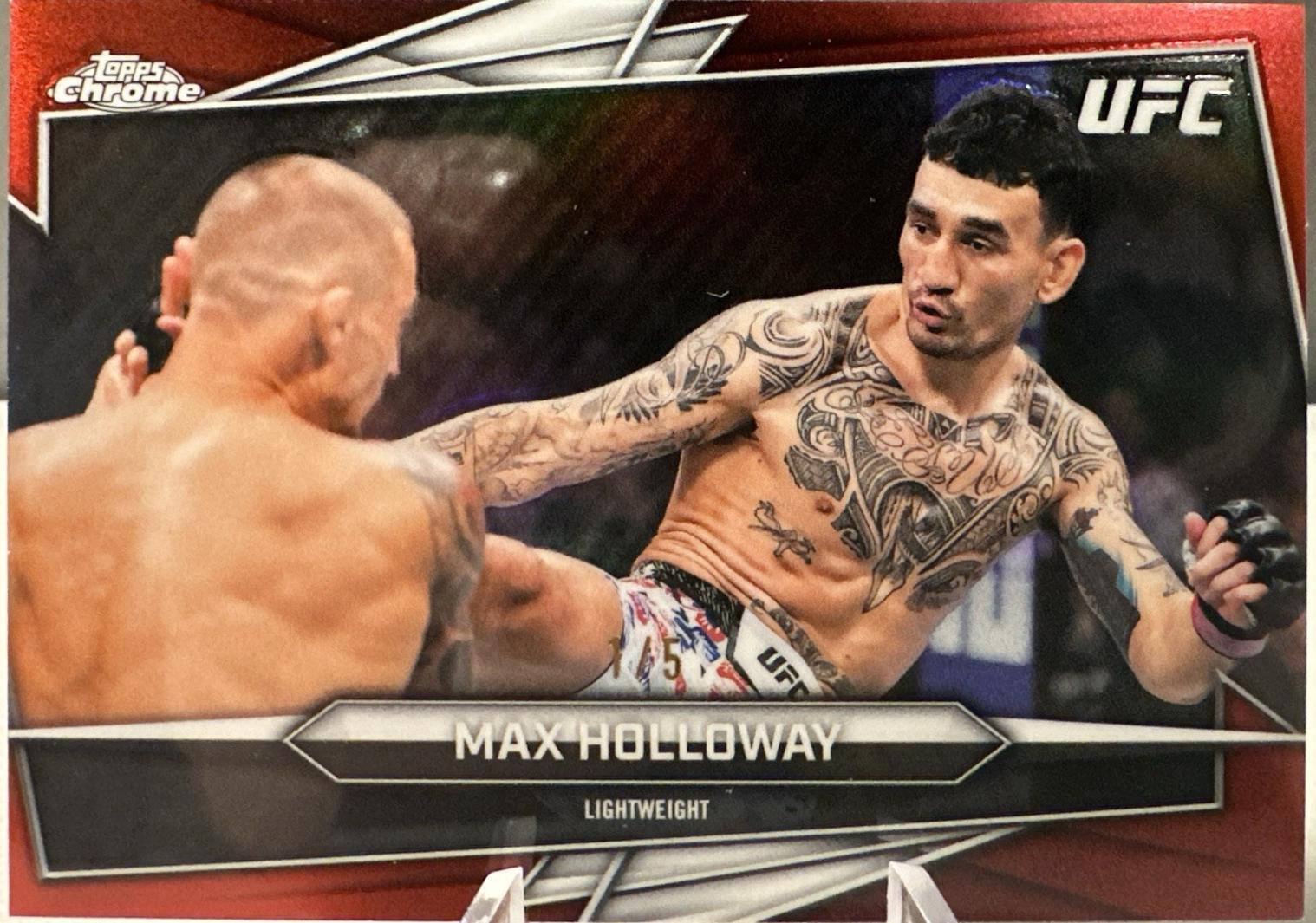 Max Holloway 2026 Topps Chrome UFC Base #100 Red Refractor