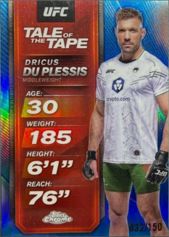 Dricus Du Plessis 2025 Topps Chrome UFC Tale of the Tape #TTT-6 Black Refractor