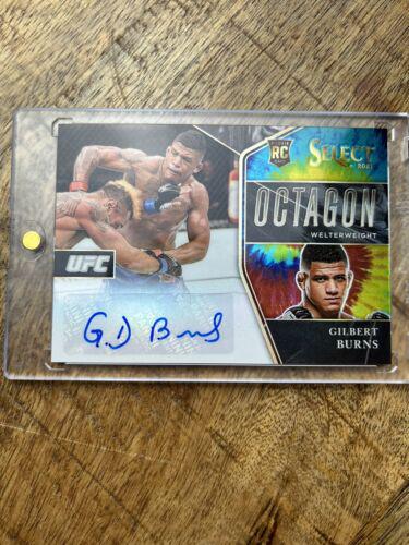 Gilbert Burns 2021 Panini Select UFC Octagon Action Signatures #3 Tie Dye Prizms