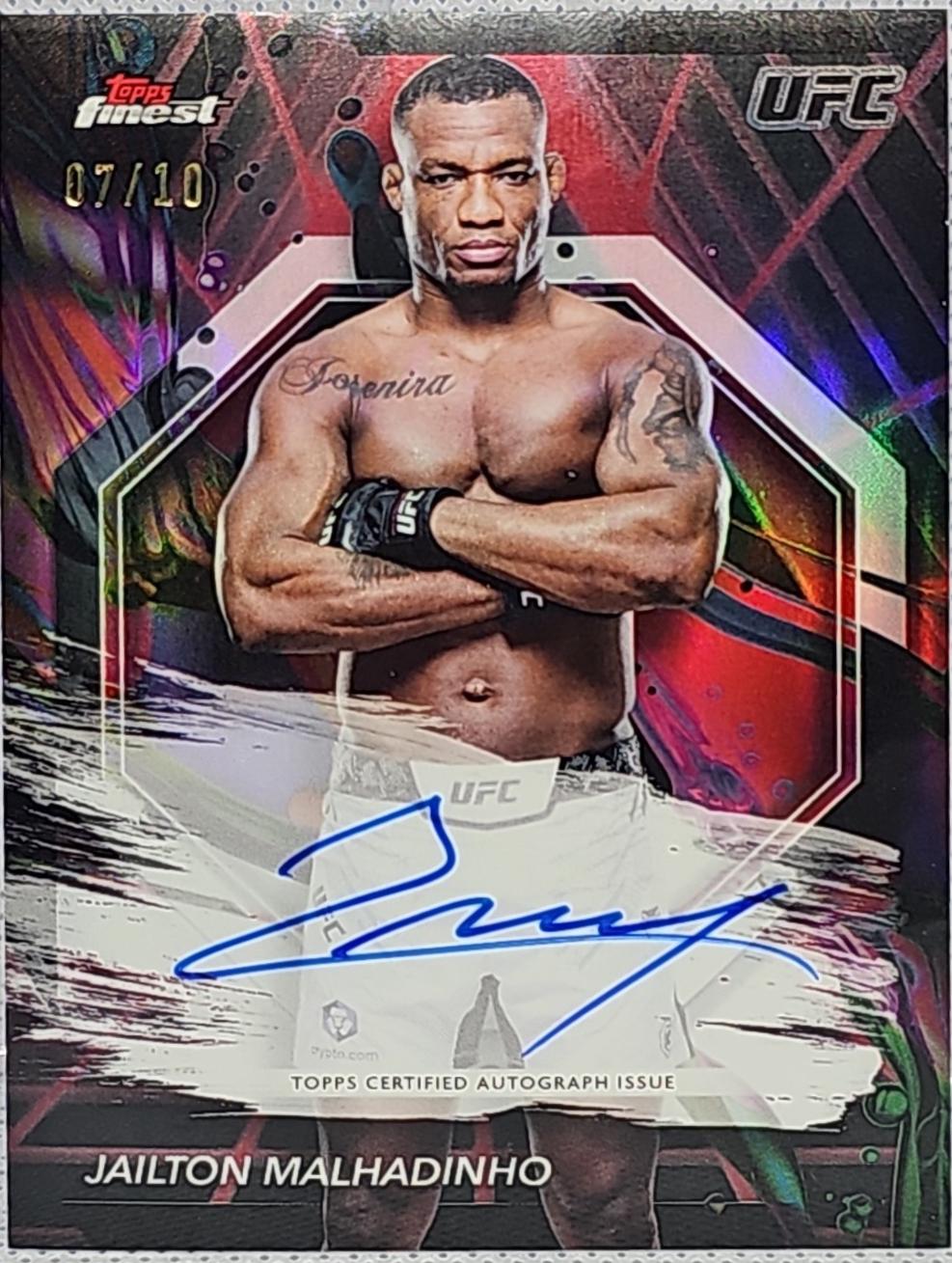 Jailton Almeida 2024 Topps Finest UFC Finest Autographs #FA-JNA Blue Checkerboard Refractor