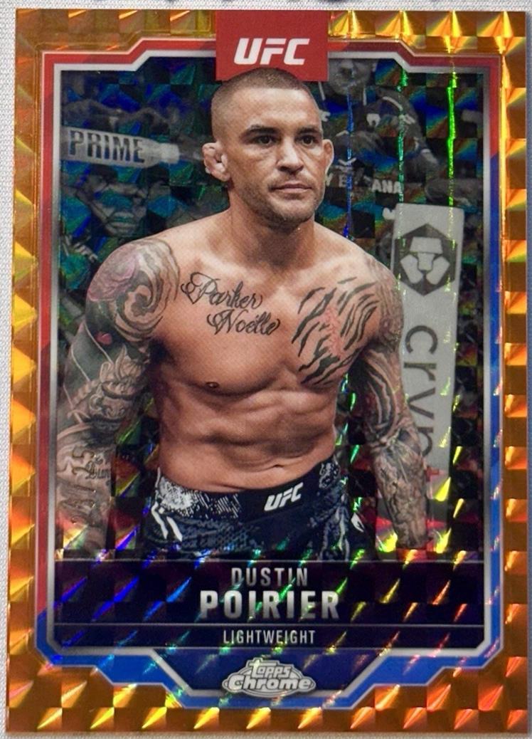 Dustin Poirier 2025 Topps Chrome UFC Base #7 Orange Geometric Refractor