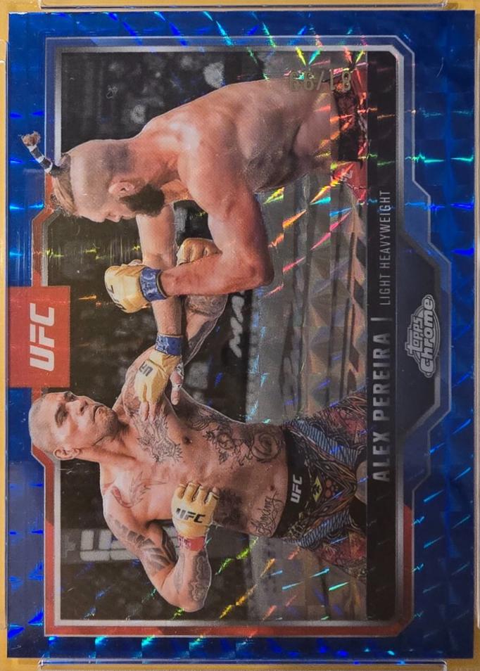 Alex Pereira 2026 Topps Chrome UFC Base #90 Blue Geometric Refractor