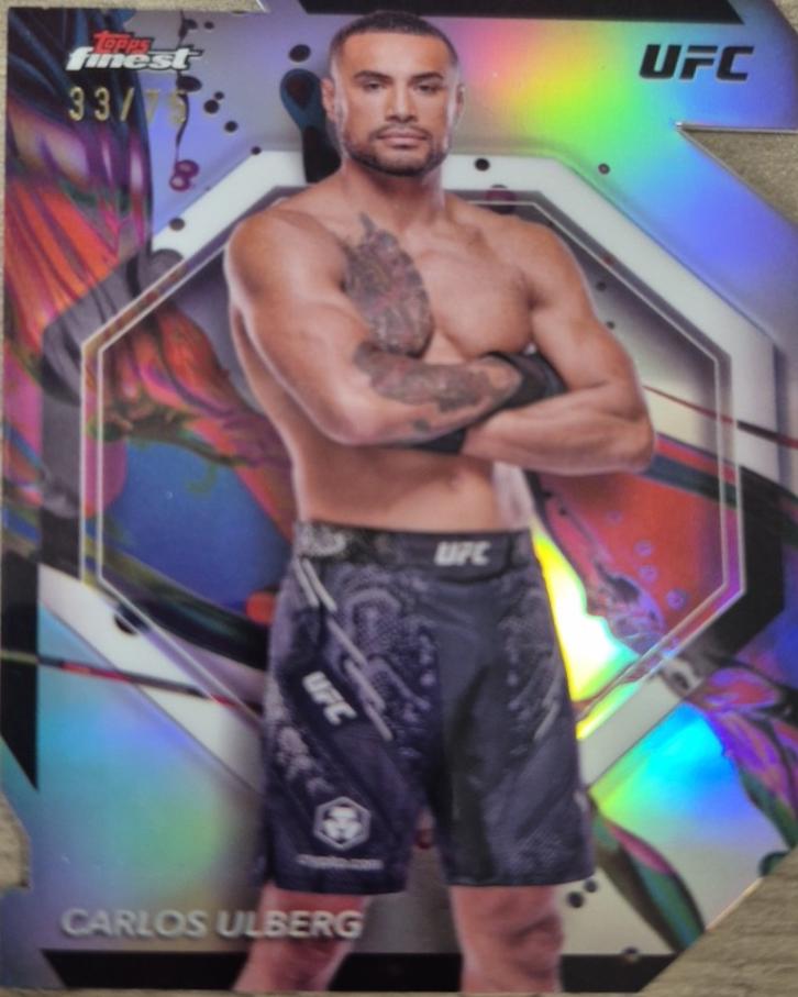 Carlos Ulberg 2024 Topps Finest UFC Finest Autographs #FA-CUG Blue Checkerboard Refractor