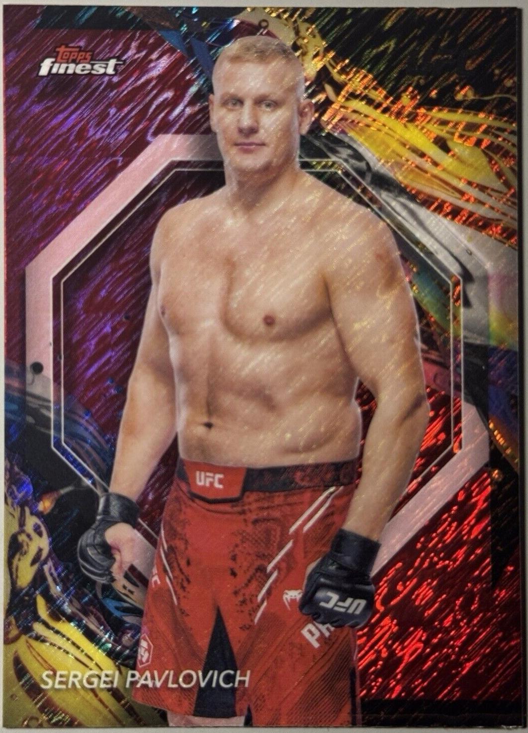 Sergei Pavlovich 2024 Topps Finest UFC Base Uncommon #172 Red Shimmer Refractor