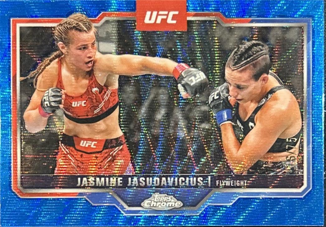 Jasmine Jasudavicius 2025 Topps Chrome UFC Base #93 Blue Wave Refractor