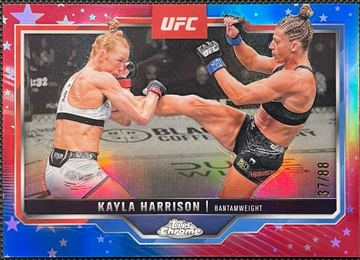 Kayla Harrison 2025 Topps Chrome UFC Base #172 Red White Blue Refractor