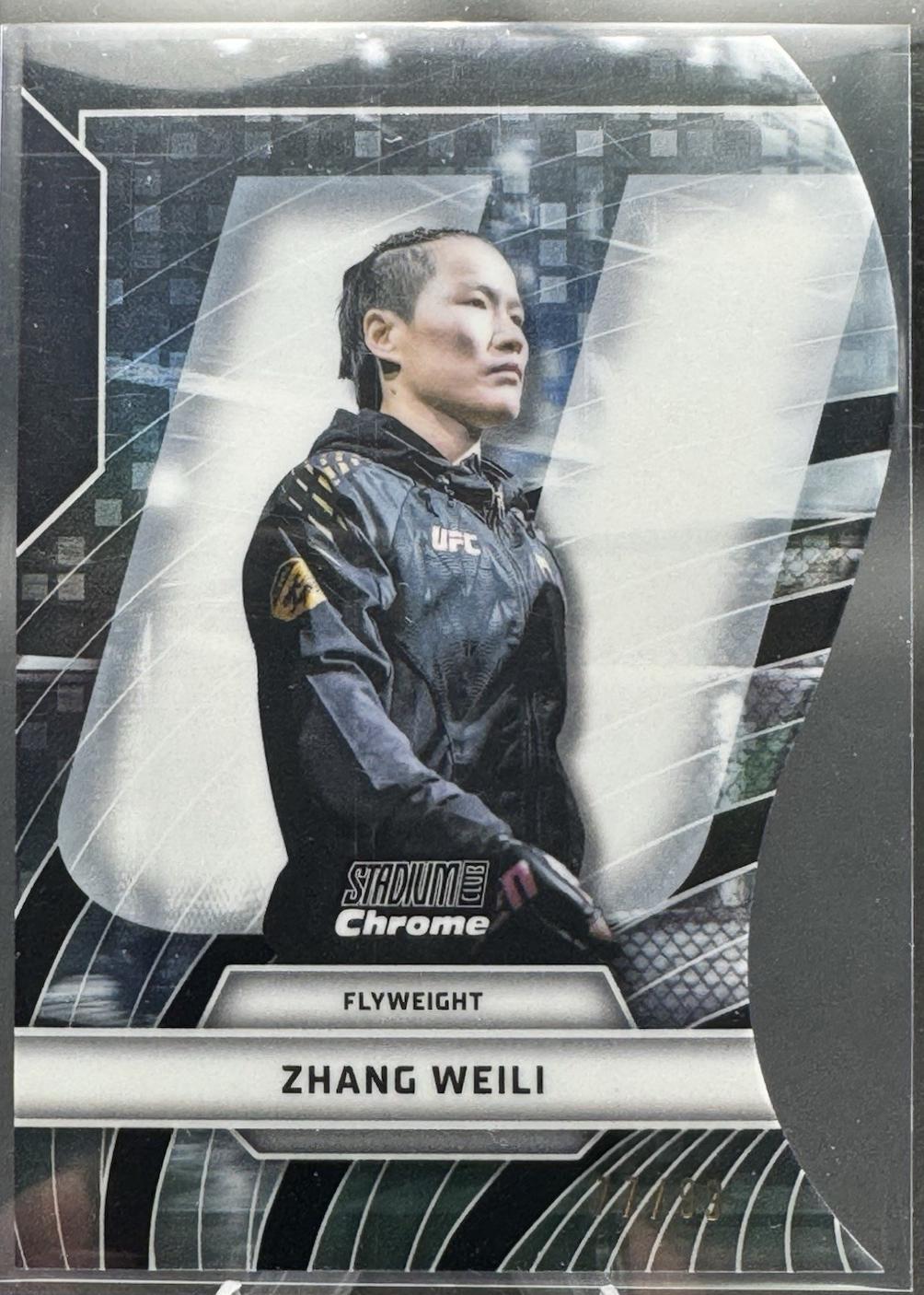 Zhang Weili 2026 Topps Stadium Club UFC Triumvirates #TV-10 Green Refractor