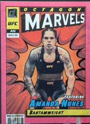 Amanda Nunes 2022 Panini Donruss UFC Octagon Marvels #7 Press Proof Pink