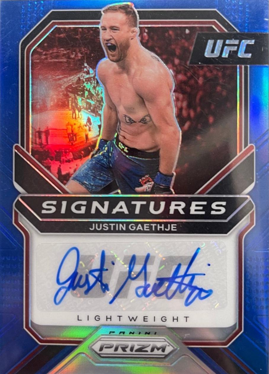 Justin Gaethje 2021 Panini Prizm UFC Signatures #13 Blue