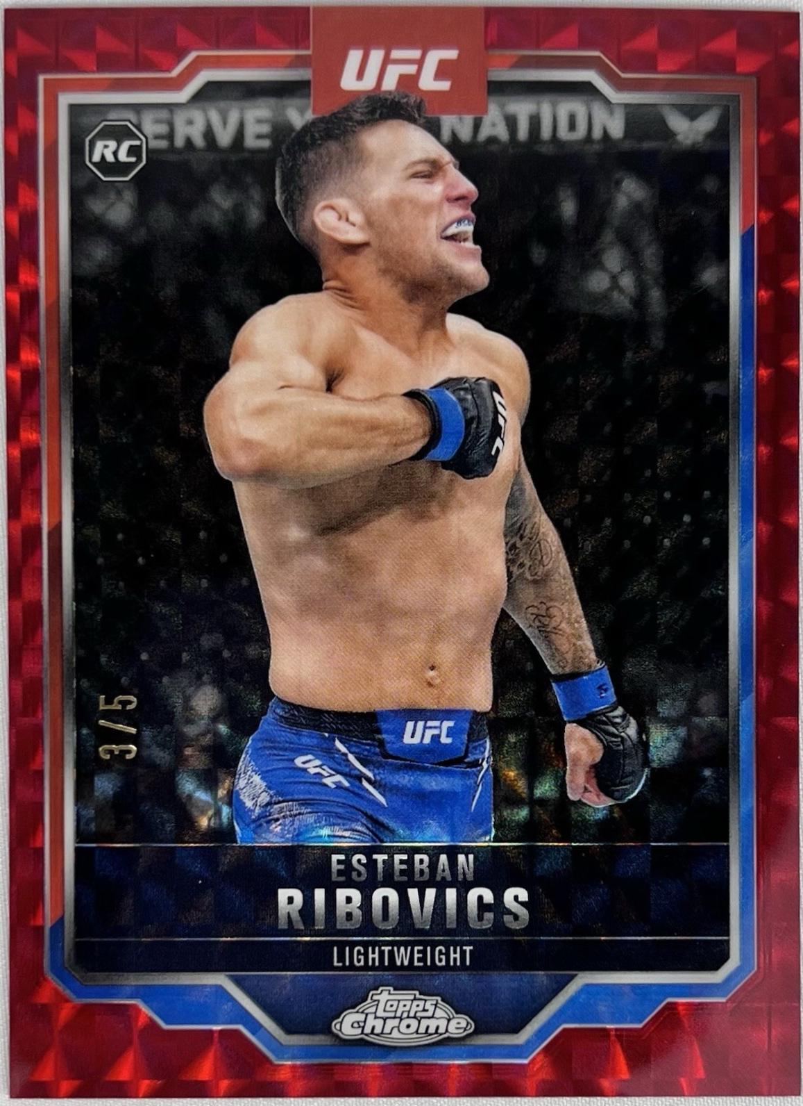 Esteban Ribovics 2025 Topps Chrome UFC Base #75 Red Geometric Refractor