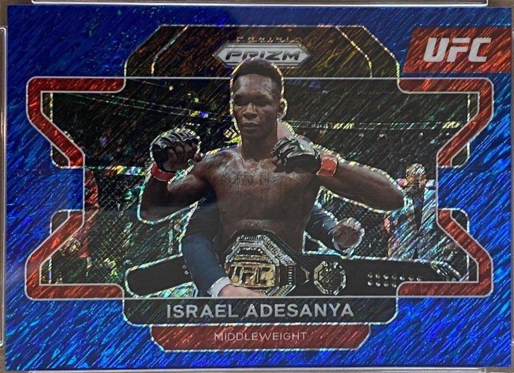 Israel Adesanya 2022 Panini Prizm UFC Base #23 Blue Shimmer