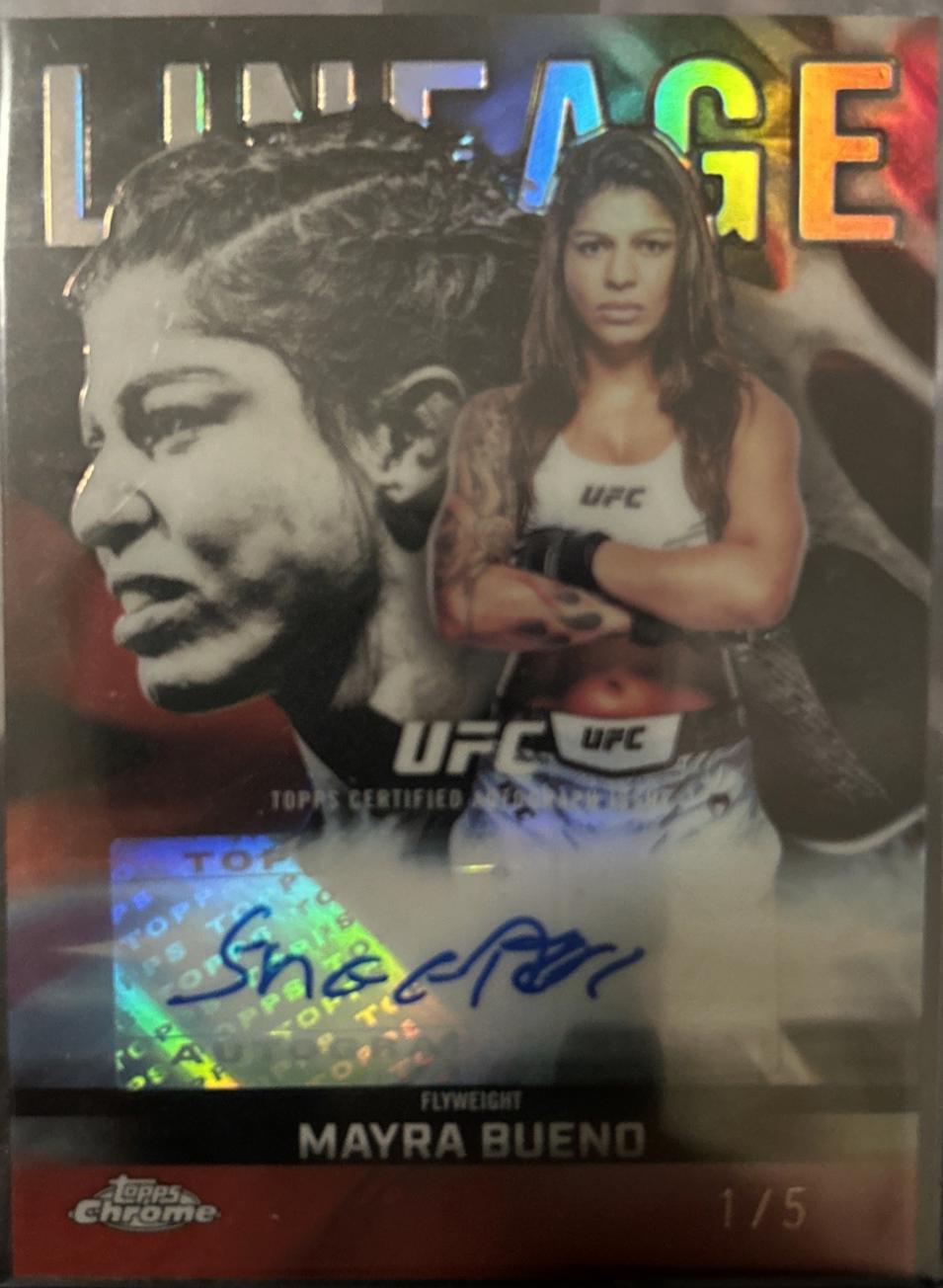 Mayra Bueno 2026 Topps Chrome UFC Chrome Lineage Autographs #CCA-MB Red Refractor