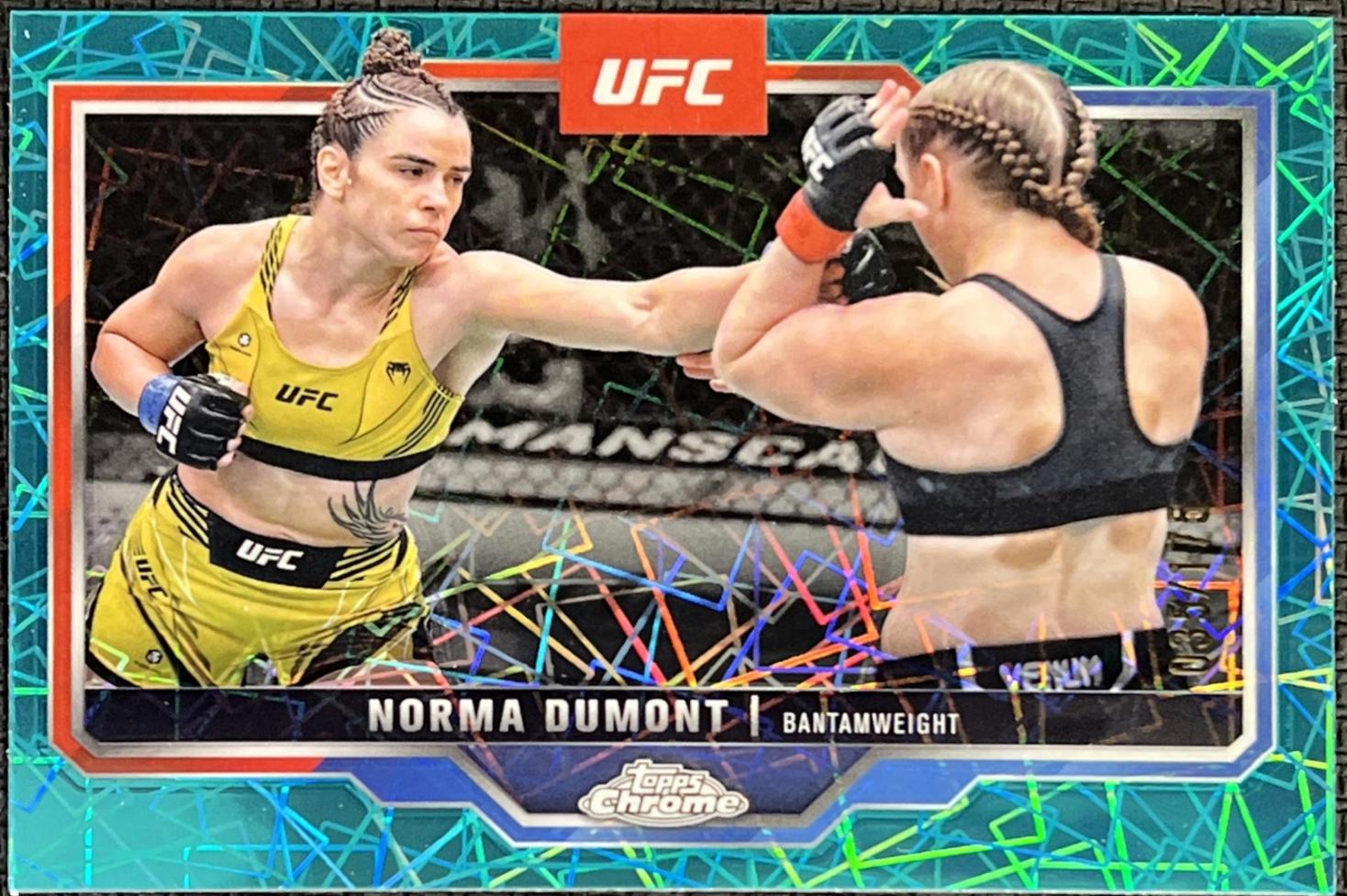 Norma Dumont 2025 Topps Chrome UFC Base #195 Teal Lazer Refractor