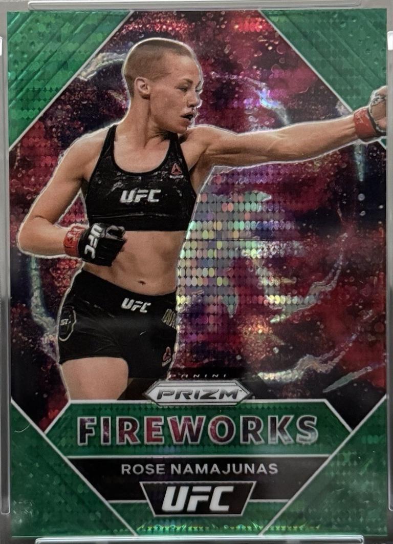 Rose Namajunas 2021 Panini Prizm UFC Fireworks #25 Green Pulsar