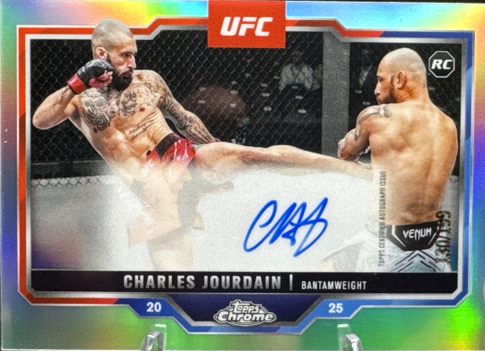 Charles Jourdain 2025 Topps Chrome UFC Chrome Rookie Autographs #CRA-CJ Refractor