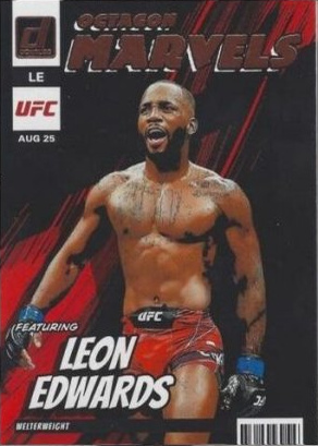 Leon Edwards 2023 Panini Donruss UFC Octagon Marvels #18 Press Proof Black