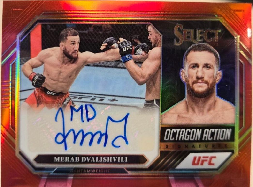 Merab Dvalishvili 2023 Panini Select UFC Octagon Action Signatures #32 Red